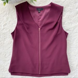 Ted Baker maroon blouse exposed front zipper 4